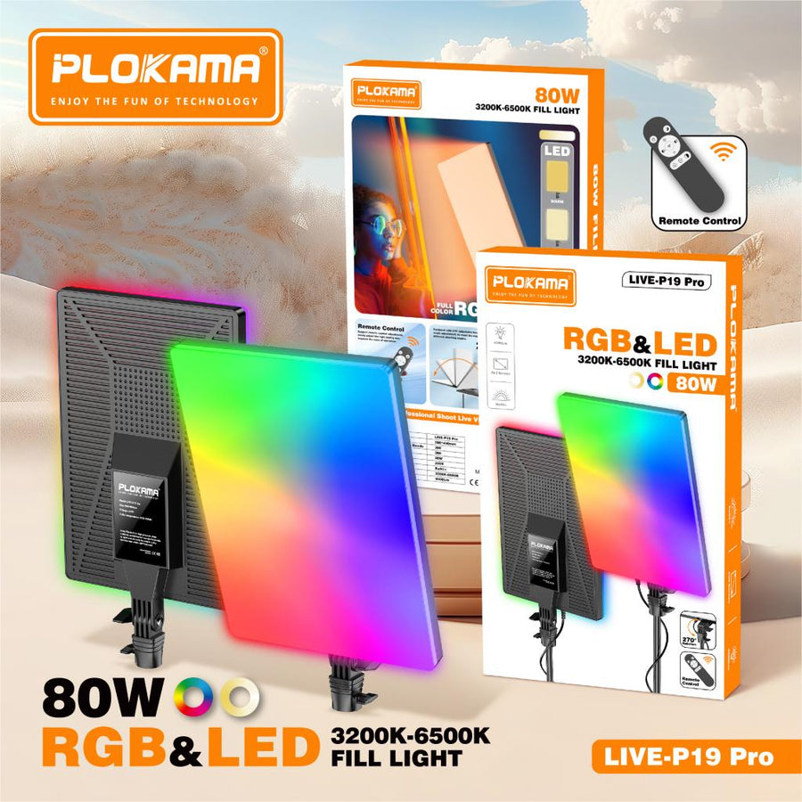 Plokama P19 Pro Live 19" RGB LED Fill Light Panel for Studio & Streaming
