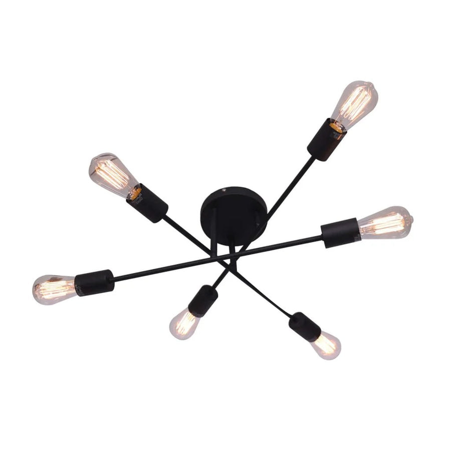 Black metal 6-light chandelier ceiling light