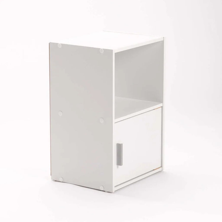 CYRUS 1 Door Pedestal Bedside Table – Affordable Compact Nightstand Cabinet with Concealed Storage in Oak, Walnut, Wenge or White