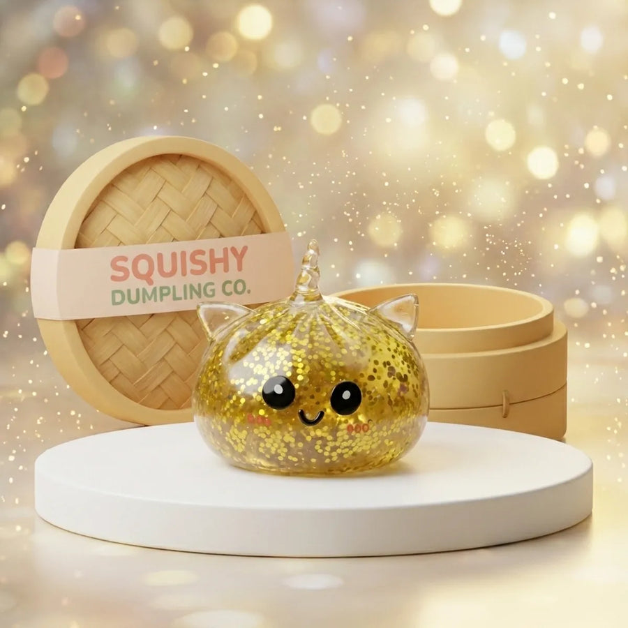 Gold unicorn glitter dumpling squishy
