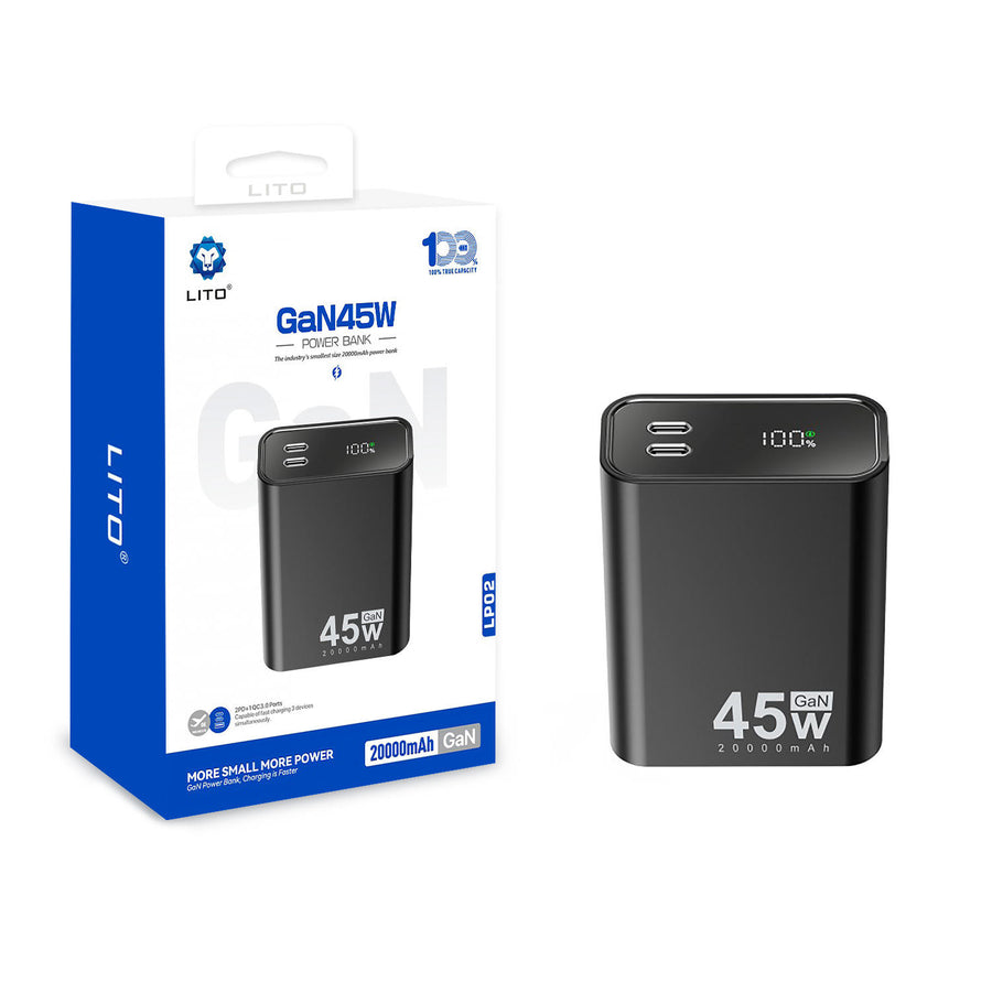 LITO LP02 45W GaN power bank retail box and unit