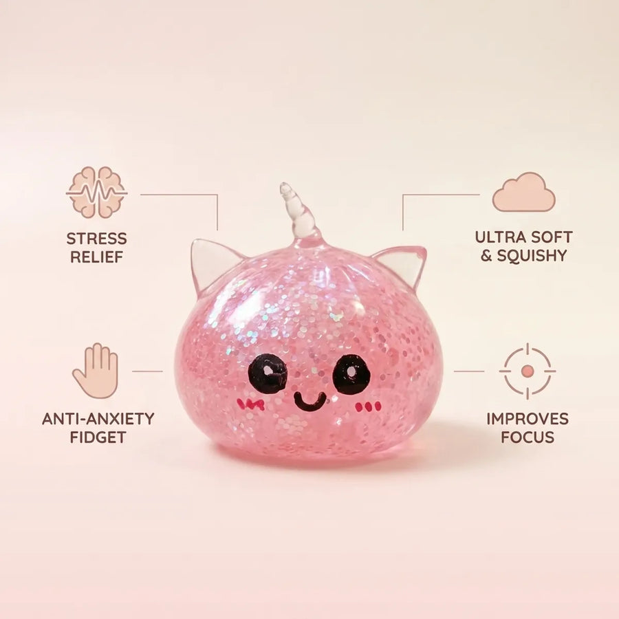 Pink unicorn squishy stress relief benefits