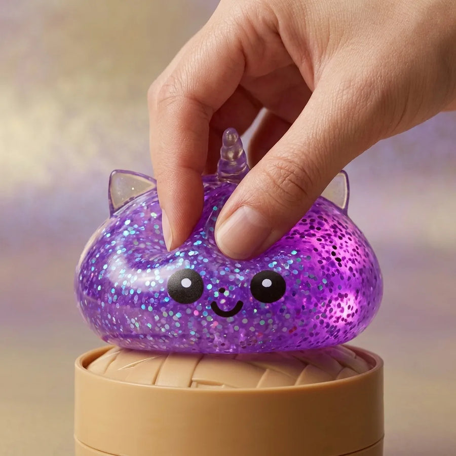 Purple glitter squishy squeeze texture