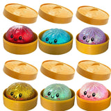 Glitter dumpling squishies in steamer boxes - multiple colours