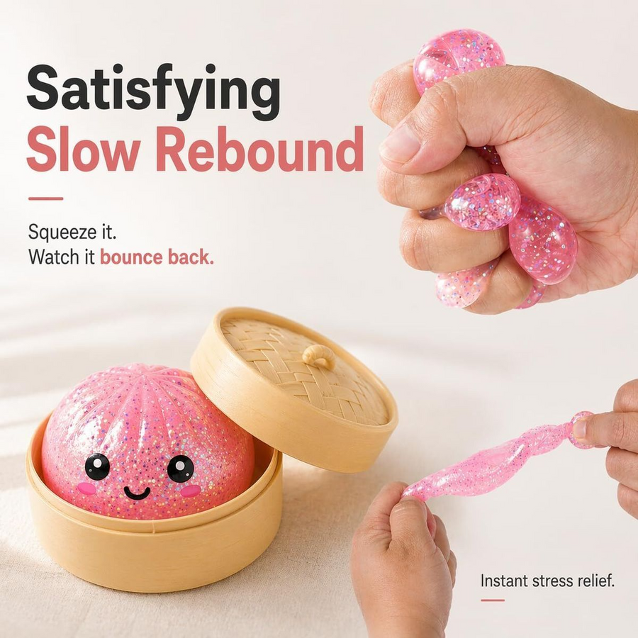 10-Pack Mini Glitter Dumpling Squishies 5.3cm - Stress Relief Squeeze Fidget Toys