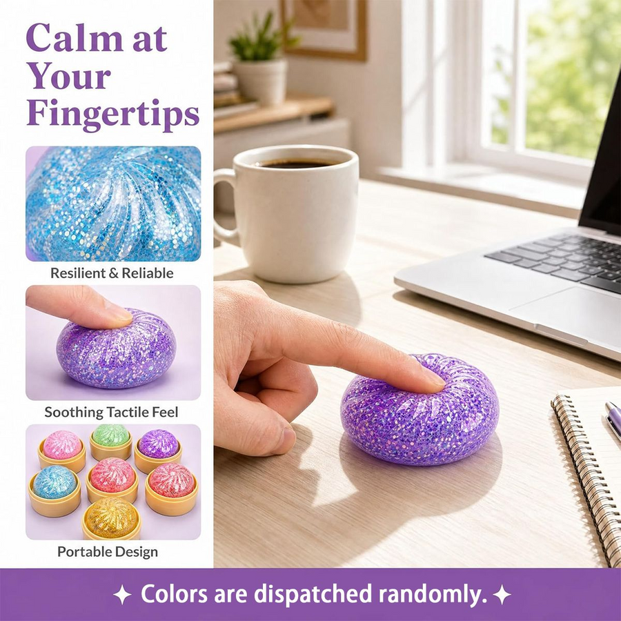 10-Pack Mini Glitter Dumpling Squishies 5.3cm - Stress Relief Squeeze Fidget Toys