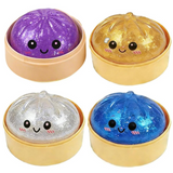 4-Pack Mini Glitter Dumpling Squishies 5.3cm - Stress Relief Squeeze Fidget Toys