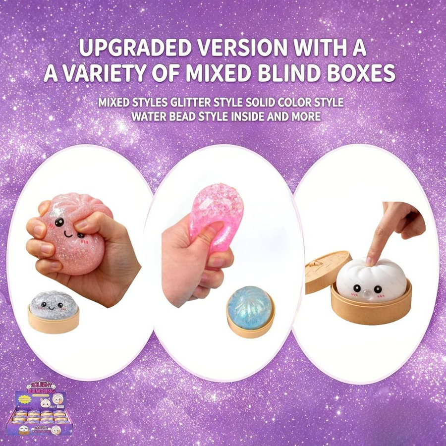 10-Pack Mini Glitter Dumpling Squishies 5.3cm - Stress Relief Squeeze Fidget Toys
