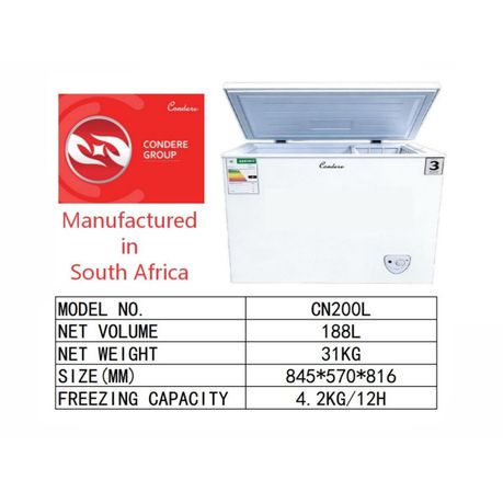 Condere Chest Freezer 188L White