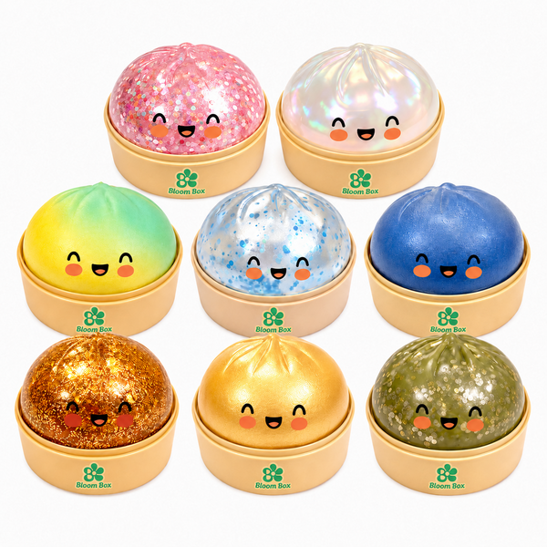 8-piece glitter dumpling squishy toy set, slow-rising stress relief fidget toy - image 1