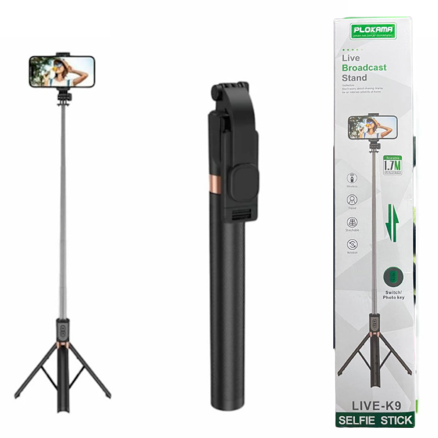 Plokama Live-19 Bluetooth Tripod & Selfie Stick - 170cm Extendable Remote