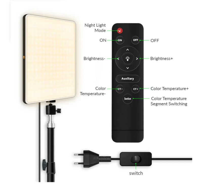 Plokama P11 11" LED Studio Light Kit with Remote & Tripod Stand