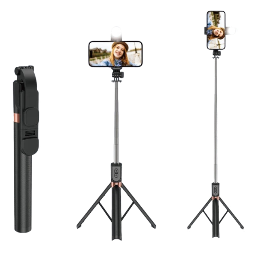 Plokama LIVE-K9 LED Tripod & Selfie Stick with Bluetooth Remote - 1.7m