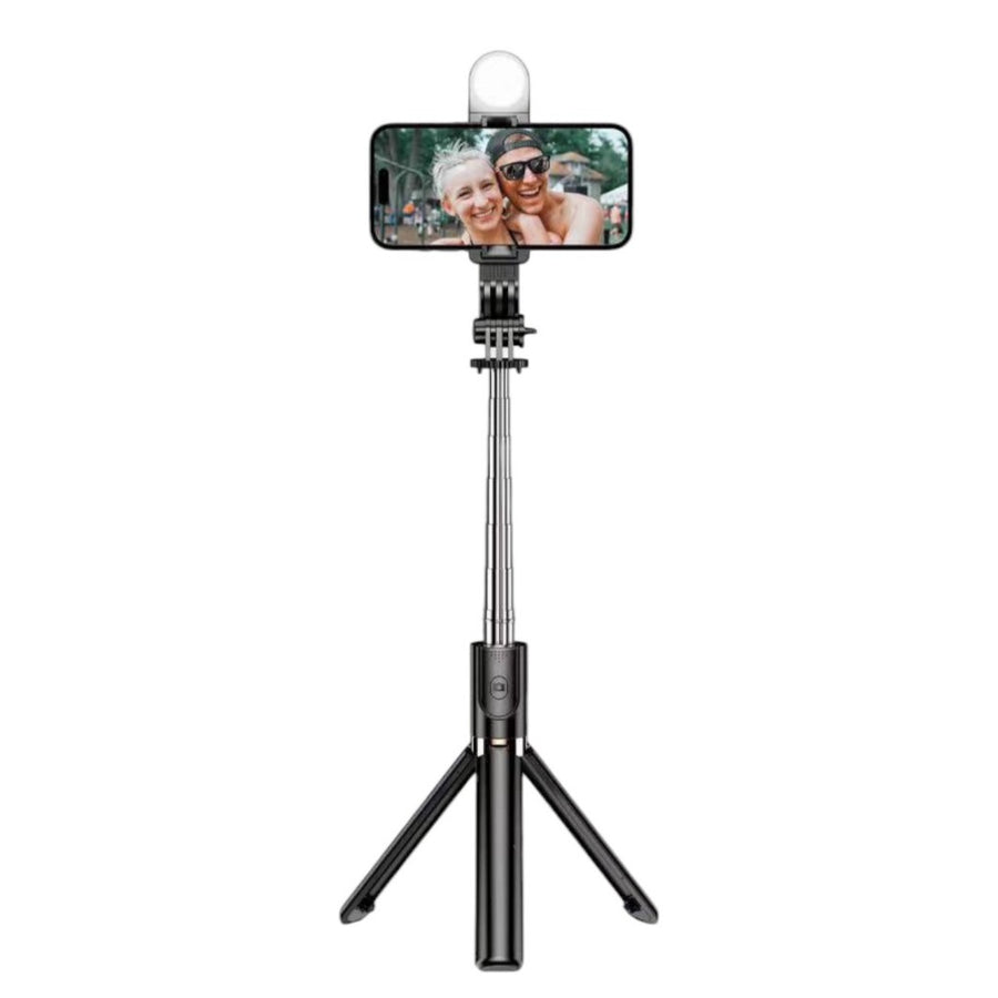 Plokama 1.3m Phone Tripod Stand with LED Light & Bluetooth Remote