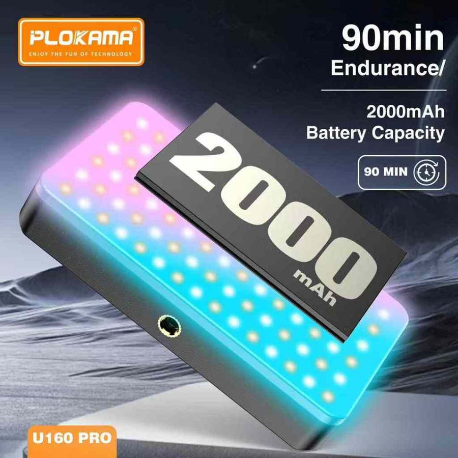 Plokama U160 Pro RGB LED Light 2000mAh 2700-6500K for Photo & Gaming