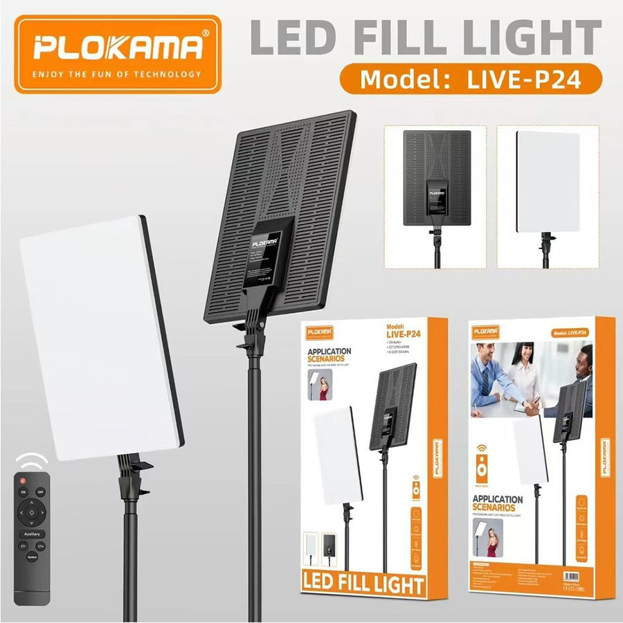 Plokama LIVE-P24 24" Photography Studio Fill Light with PK-8899 2.1m Tripod