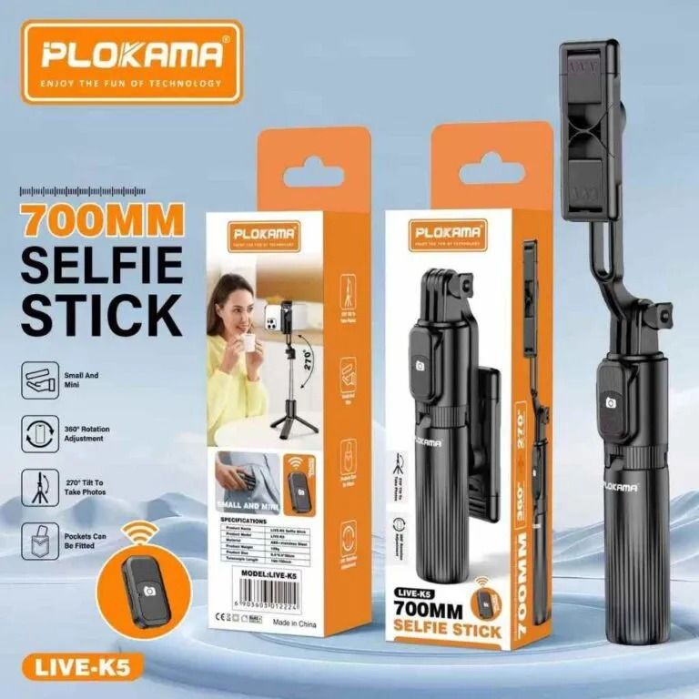 Plokama Live-K5 3-in-1 LED Selfie Stick Bluetooth Tripod with Remote
