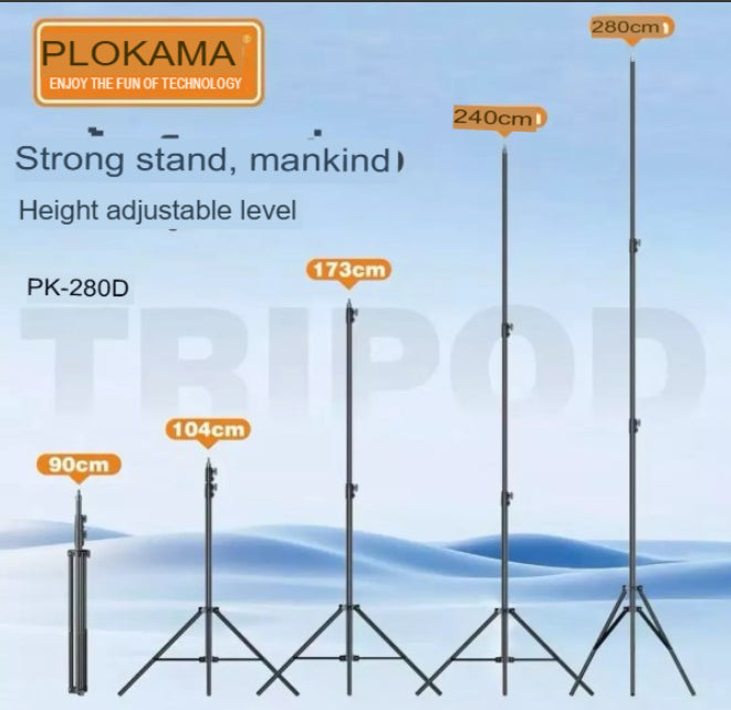 Plokama PK-280D 2.8m Tripod Stand for Cameras & Studio Lighting