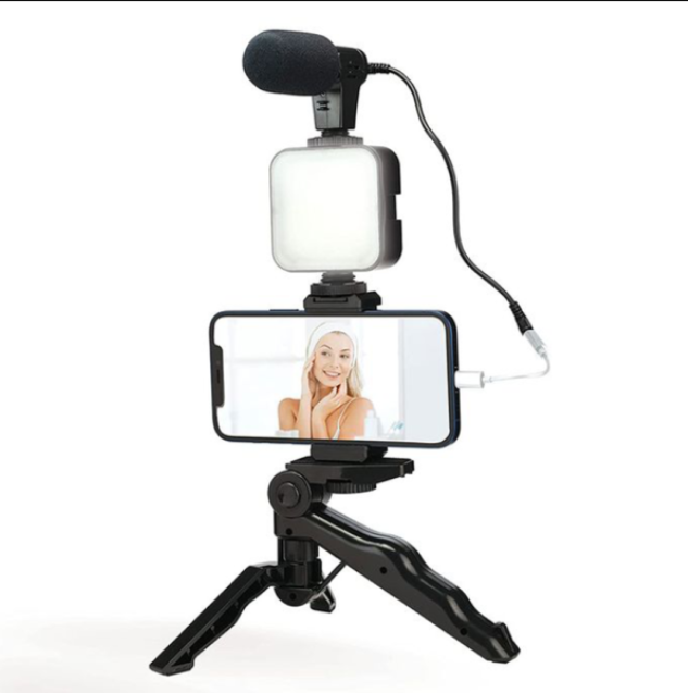 Plokama PK-773 Vlogging Kit with Mic & LED Light for Mobile Filmmakers