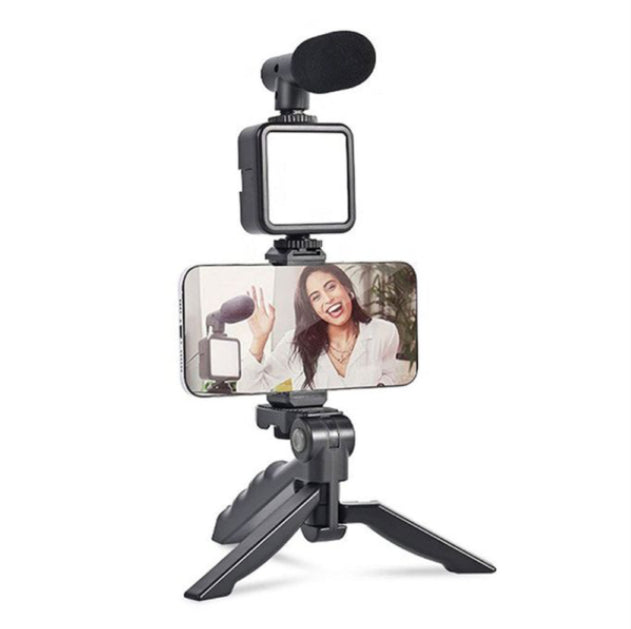 Plokama PK-773 Vlogging Kit with Mic & LED Light for Mobile Filmmakers