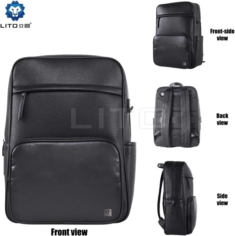 Lito LK01 leather backpack fingerprint unlock lock detail