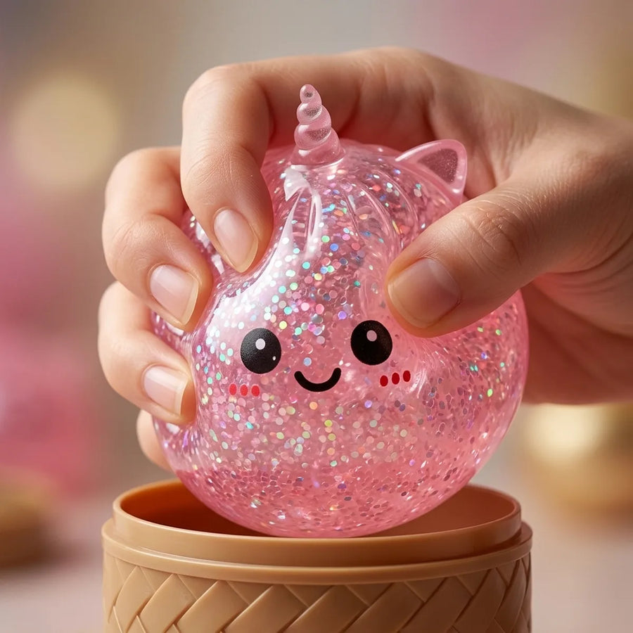 Pink glitter squishy squeeze texture