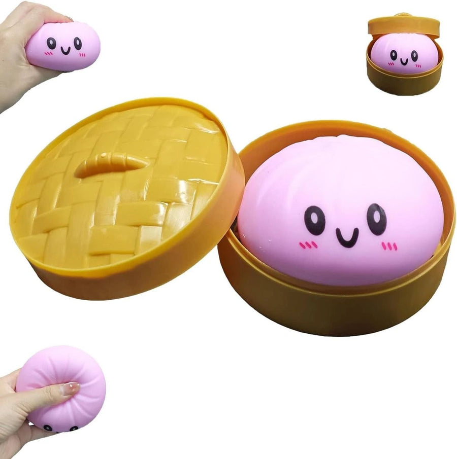 Pastel purple dumpling squishy in steamer box