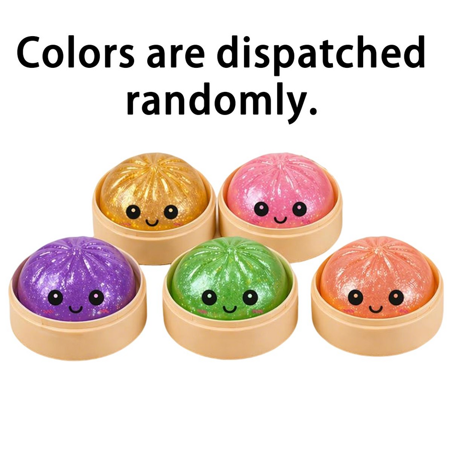 4-Pack Mini Glitter Dumpling Squishies 5.3cm - Stress Relief Squeeze Fidget Toys