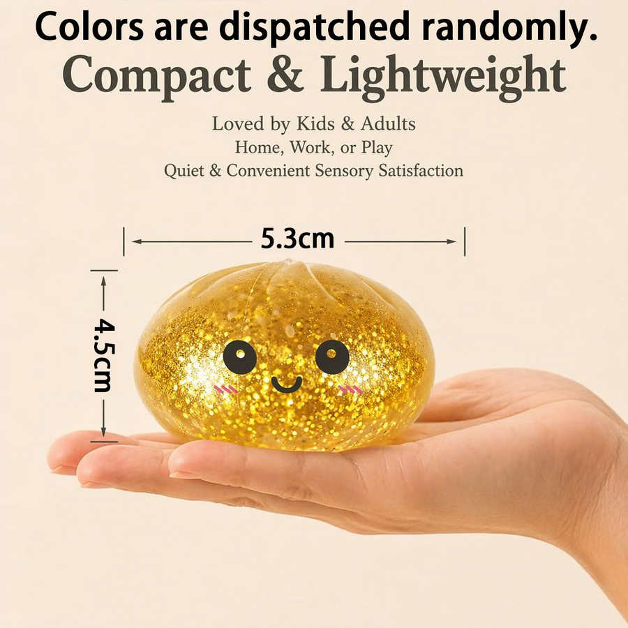 10-Pack Mini Glitter Dumpling Squishies 5.3cm - Stress Relief Squeeze Fidget Toys